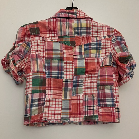 Juniors Plaid Pink Multicolored Small Shrug Jacket - Picture 3 of 10